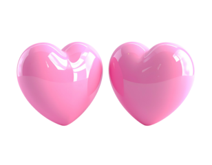 Two shiny pink hearts
