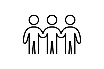 Line-style community icon showing group, cooperation, and solidarity. Editable vector perfect for teamwork, social projects, and networking