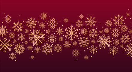 Christmas horizontal border with snowflakes. Vector illustration