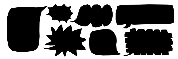 Abstract speech bubbles with bold patterns and rounded forms. Paper and random waves create a creative feel. Great for sticker design or scrapbook art