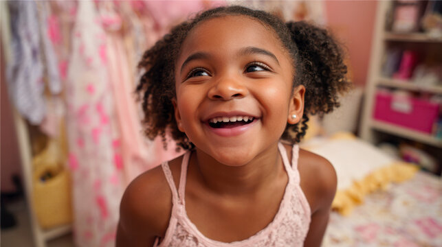 Smiling african american girl expressing happiness and joy - Powered by Adobe
