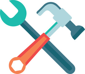 wrench and hammer tool icon 