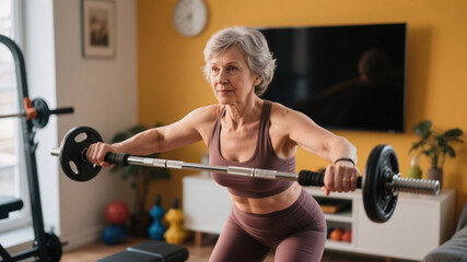 Middle-aged woman practicing gentle home workout and balanced nutrition routine to strengthen bones, support joint mobility, and maintain hormonal balance for effective osteoporosis prevention.
