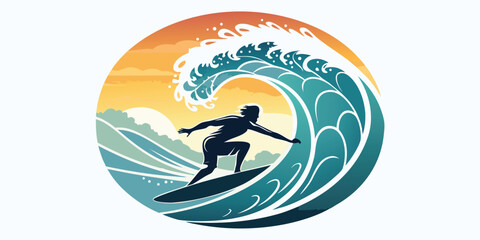 Surfer riding a wave in the ocean on a sunny day