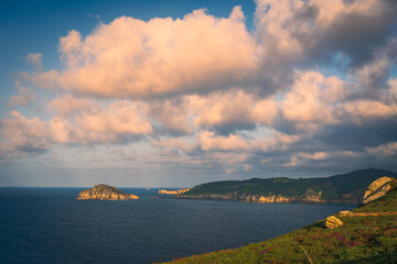 Sunset at the Punta Roncadoira Lighthouse, Lugo. Galicia. Spain.