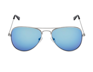 Classic aviator sunglasses with mirrored blue lenses