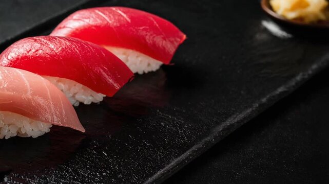 お寿司の極みマグロ三種握りが放つ日本の美と繊細な職人技の光彩