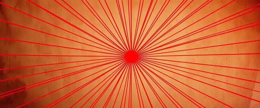 Intricate radiating red lines on aged textured background, lines, red background