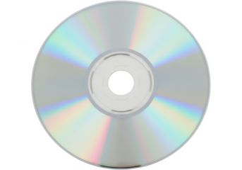 Shiny silver cd disc data storage media optical compact disk digital versatile disc isolated on transparent background
