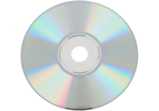 Shiny silver cd disc data storage media optical compact disk digital versatile disc isolated on transparent background