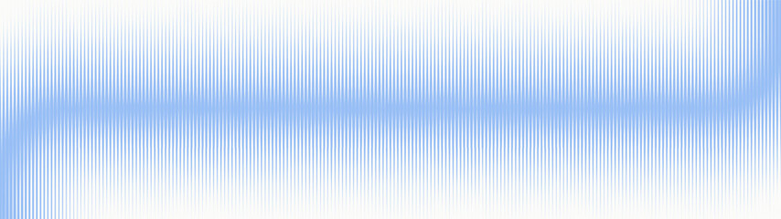 Vertical lines halftone pattern smooth bent border ultra wide 32:9 aspect ratio light blue hues vector classy abstract background. Striped half tone ultrawide format futuristic technology abstraction