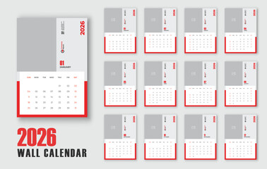 Printable 2026 wall calendar. Editable 12-month planner template. Week starts on Monday. Minimal layout for studio, office, or home 