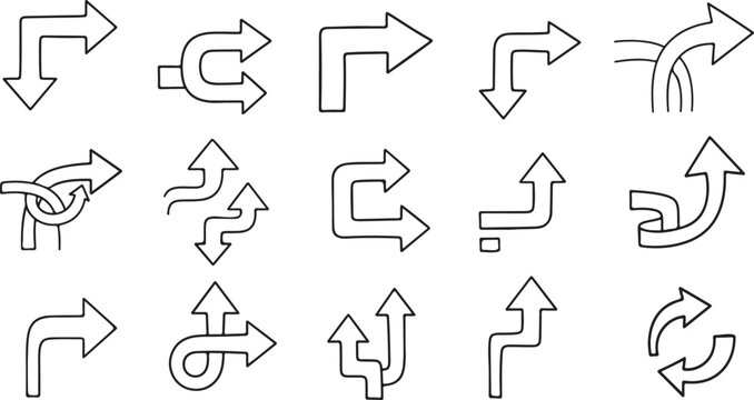 Hand Drawn Arrow Collection Representing Direction Choice and Guidance for Creative Projects and Design Elements