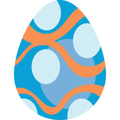 Whimsical Easter Egg Design with Swirling Orange Lines and Light Blue Circles on a Transparent Background