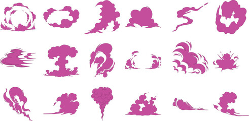Collection of Pink Cartoon Smoke and Explosion Effects