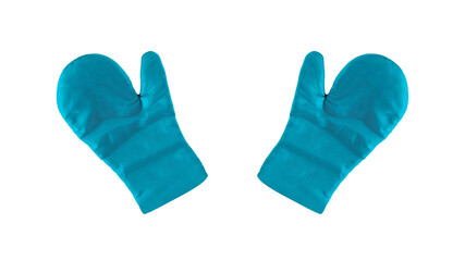 Turquoise Knit Mitten Gloves for Hand Safety.