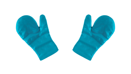 Turquoise Knit Mitten Gloves for Hand Safety.