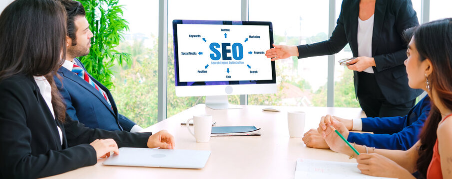 SEO search engine optimization for modish e-commerce and online retail business showing on computer screen