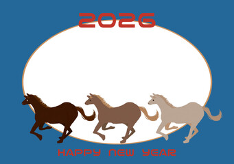 馬の年賀状2026 フォトフレーム