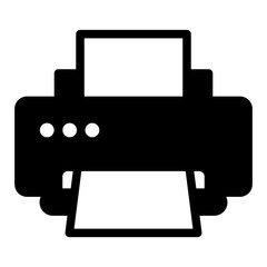 Obraz premium Inkjet printer with buttons and paper solid icon, cyber monday concept. Vector graphics. Printer with tray paper, device sign on white background, style icon mobile or web design.