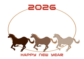 馬の年賀状2026 フォトフレーム