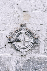 Ornament on the exterior of Stange medieval stone church in Eastern Norwegian Gothic style, Innlandet, Norway.