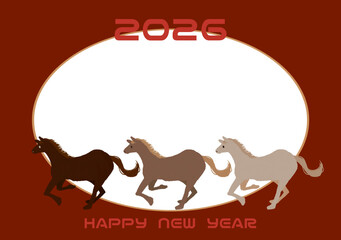 馬の年賀状2026 フォトフレーム