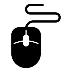 Mouse manipulator with wire solid icon, cyber monday concept. Vector graphics. Computer mouse for office use, technology sign on white background, style icon mobile or web design.