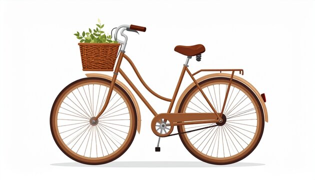 Vintage bicycle with basket filled with greenery retro style transportation healthy lifestyle high quality professional - Powered by Adobe