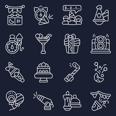 Festive Celebration Icons New Year's Eve, Parties, and Holidays
