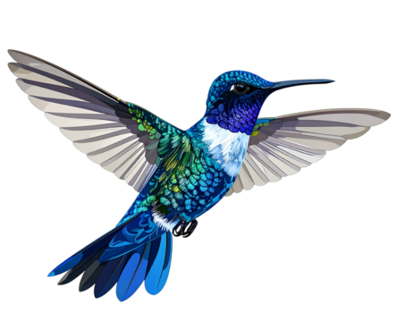 Vivid blue and green iridescent feathered bird in flight