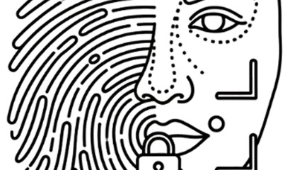 Digital identity verification with fingerprint and facial recognition, symbolizing security and privacy