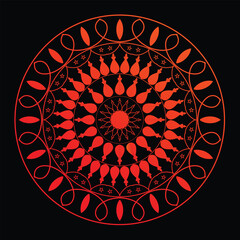 Red round oriental mandala motif vector pattern design illustration