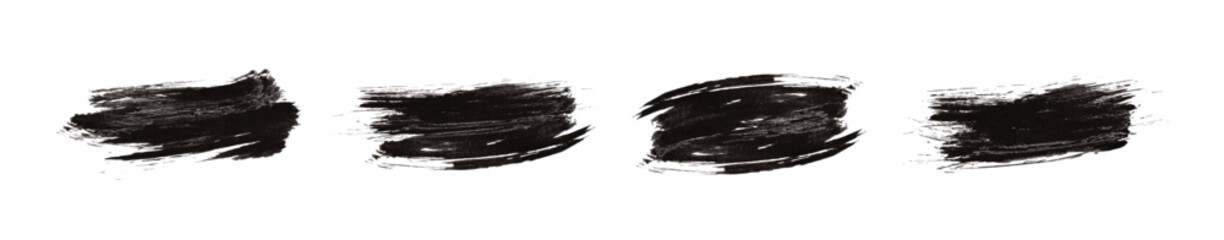 Black brush strokes vector illustration, abstract grunge texture on white background. Artistic design element, paint smear, ink splatter, creative graphic element collection. vector illustration.