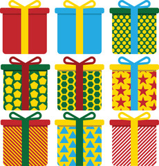 Collection of Colorful Gift Boxes with Bows