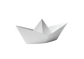 Paper boat, white, origami craft against black background