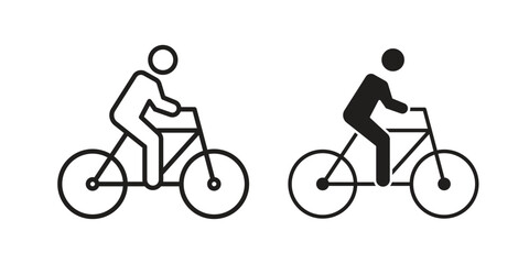 Obraz premium Bicycle rider icon vector with glyph style. Stroke liner icons