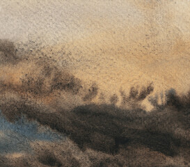 Abstract painting. Watercolour and ink on paper. Versatile hand painted artistic image for creative design projects: posters, websites, banners, cards, prints, wallpapers. Artist-made art.