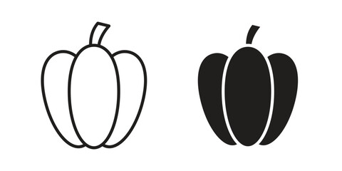 Capsicum icon vector with glyph style. Stroke liner icons