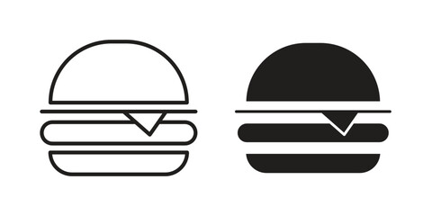 Cheese burger icon vector with glyph style. Stroke liner icons