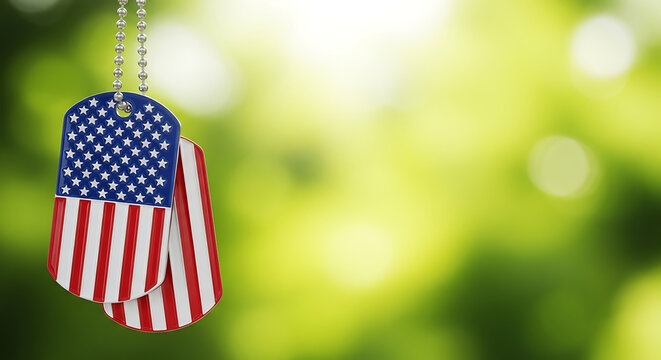 Patriotic vector illustration of the USA American flag symbol on a blue background banner for the Fourth of July national day design