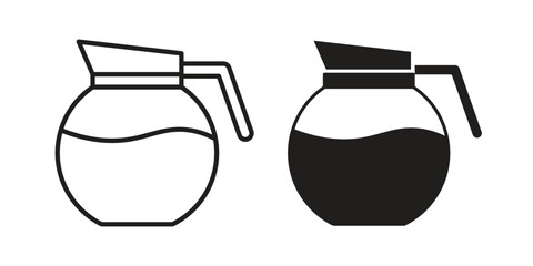 Coffee pot icon vector with glyph style. Stroke liner icons