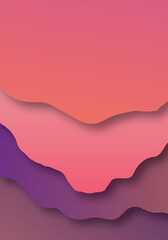 Abstract pink and purple background and copy space. Design template for brochure, book cover, notebook background, magazine, business card, branding, banner. illustration paper cut style. Vertical