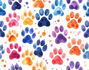 Fototapeta premium Bright Paw Print Pattern