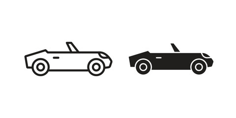 Convertible car icon vector with glyph style. Stroke liner icons