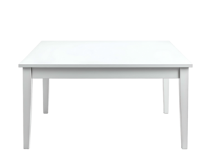 Minimalist white wooden dining table