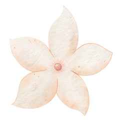 Watercolor beige flower clipart, delicate five-petal floral illustration © ThemeRage