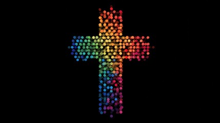 Obraz premium A Cross Representing using colorful dot