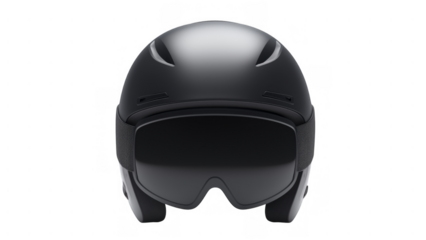 Black ski helmet with dark goggles and a sleek design, created AI, PNG