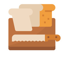 bread slice flat vector illustration isolated on white background